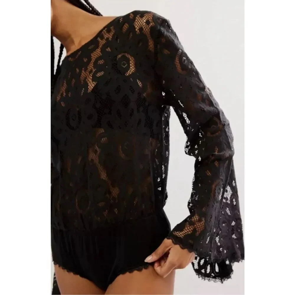 Free People Better With Time Bodysuit Black Size XS NWT